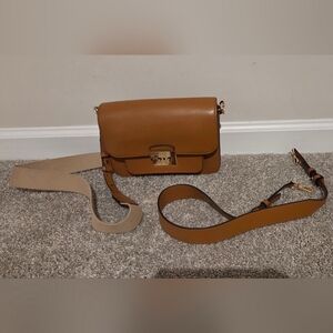 Michael Kors Cognac Leather Crossbody with Gold Lock